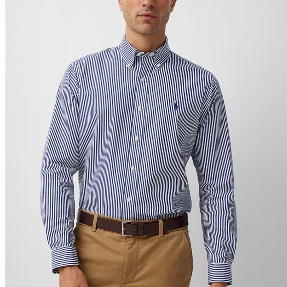 Ralph Lauren Blue Label Button down shirt Stripe Blue/White/Navy Size 16 34/35